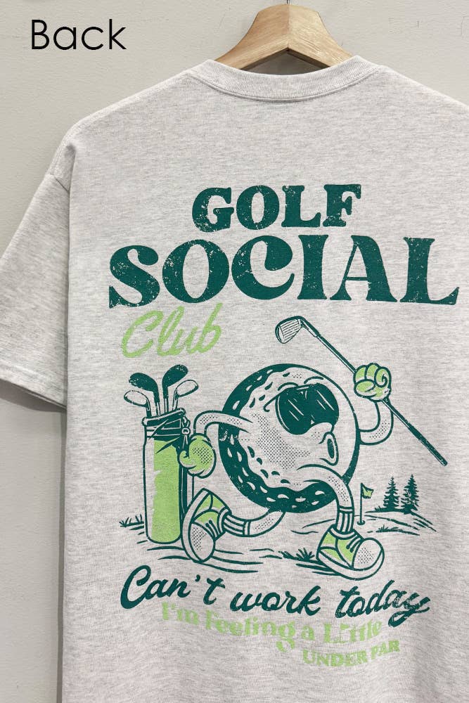 Golf Social Graphic Grey T-Shirt, Feathered Farmhouse