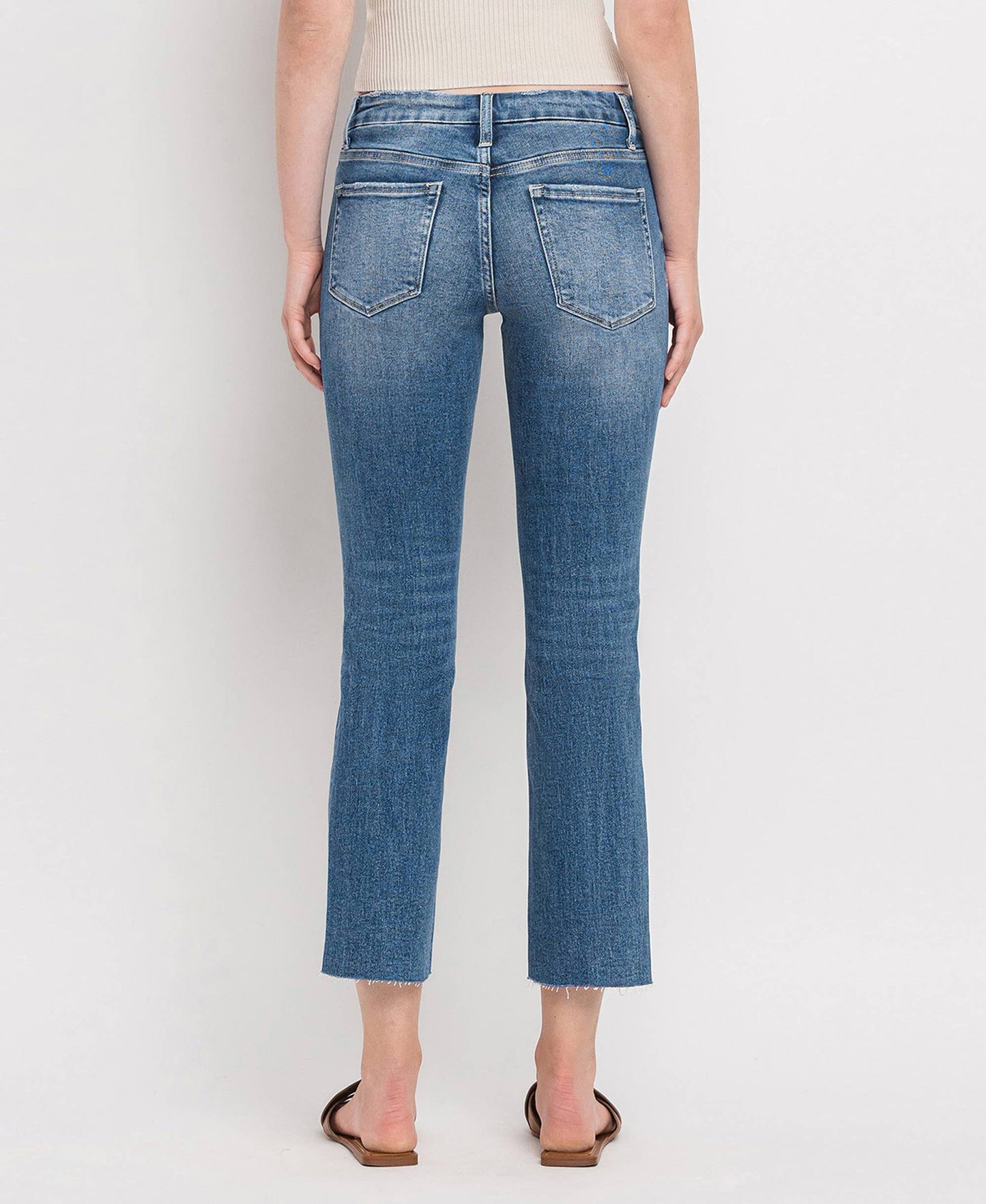 Carlene Vervet Mid Rise Crop Straight Jeans