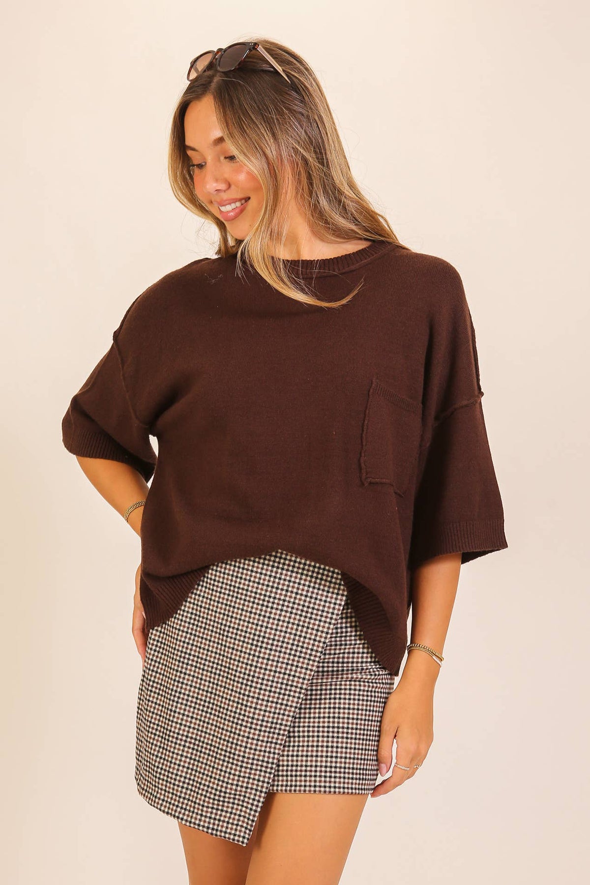 Chocolate Clara Pocket Knit Sweater, The Feathered Farmhouse