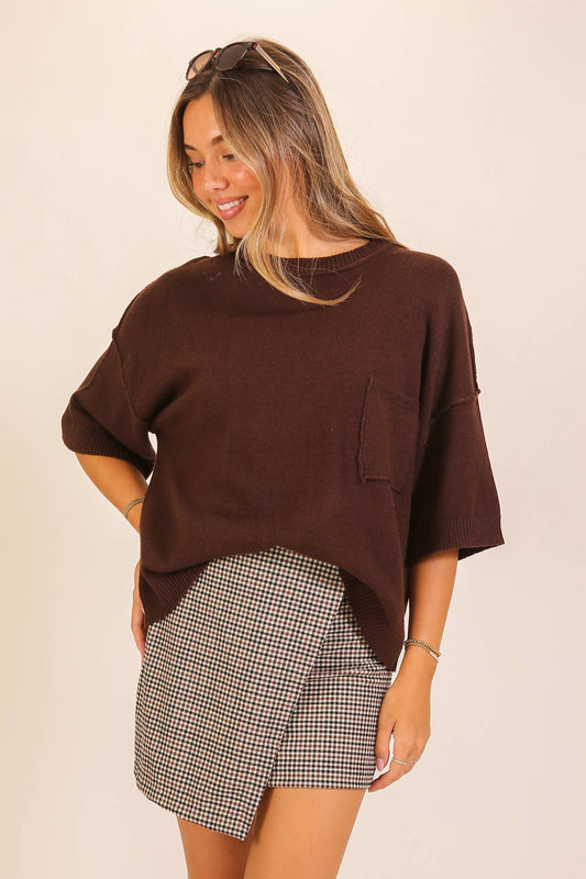 Chocolate Clara Pocket Knit Sweater, The Feathered Farmhouse