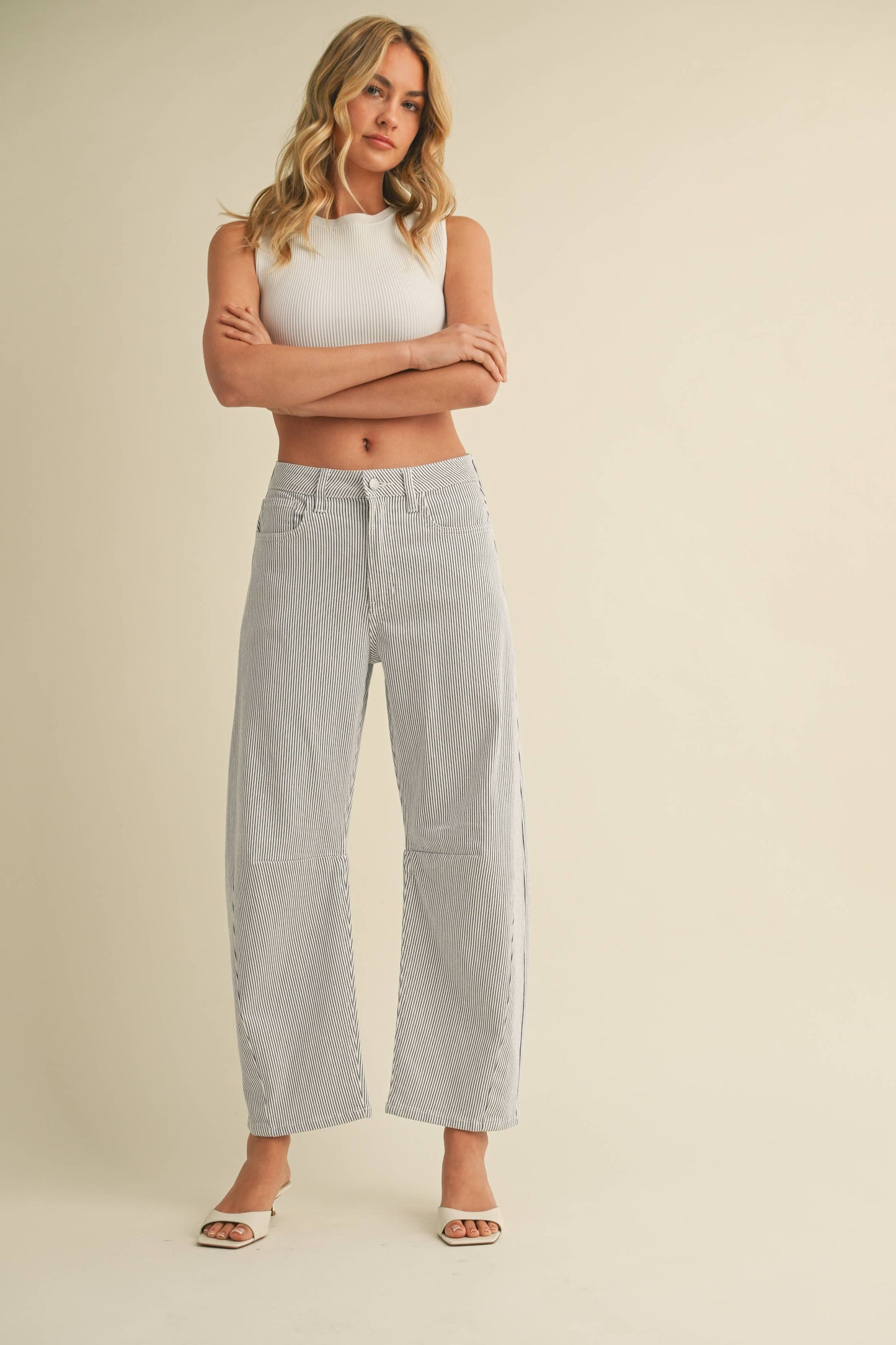 Stripe Barrel Jean, Feathered Farmhouse