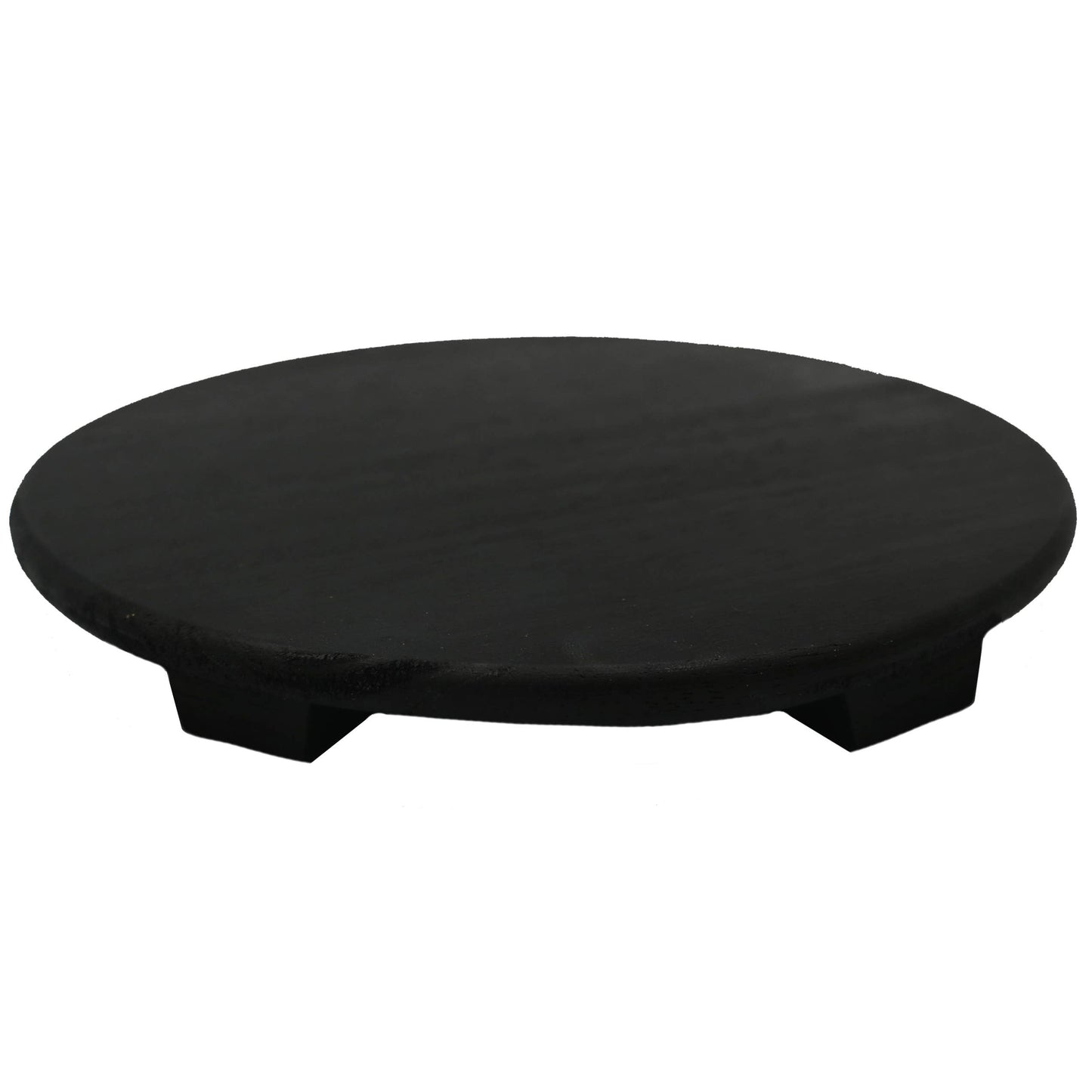Black Wood Pedestal Stand, Feathered Farmhouse