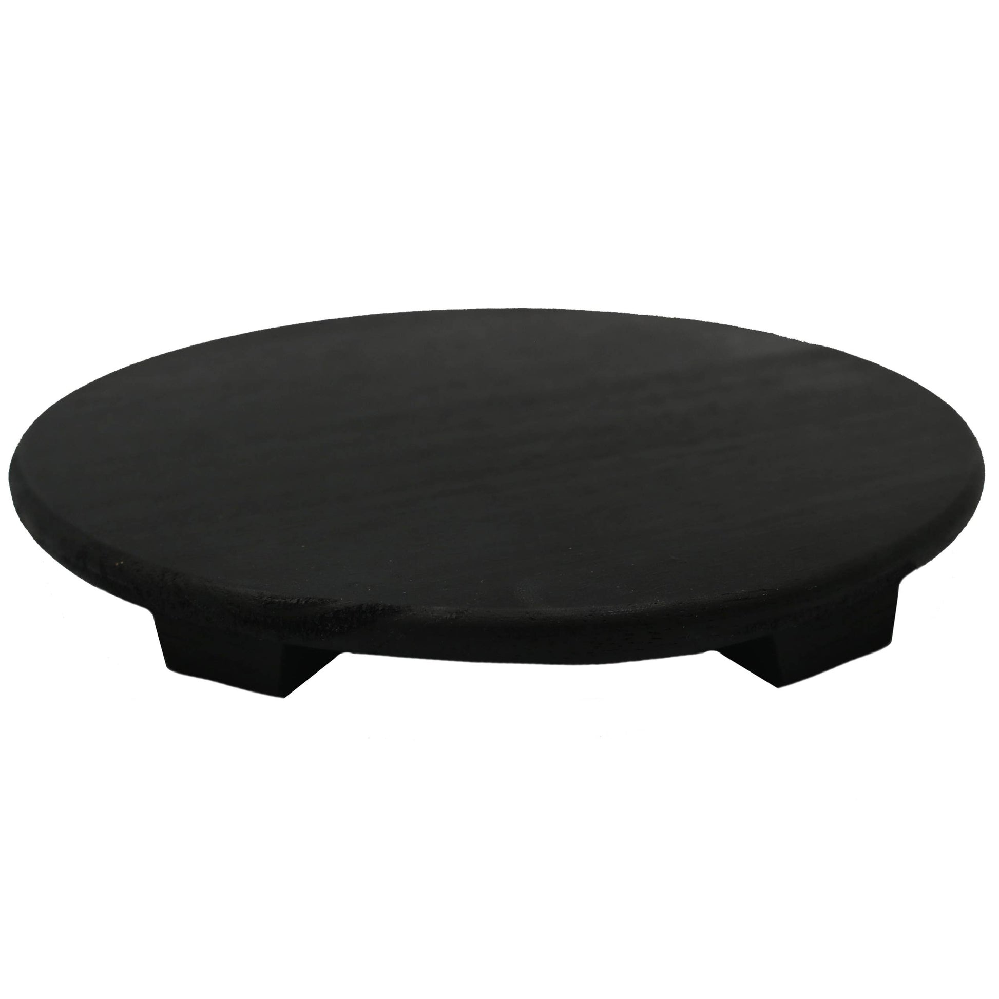 Black Wood Pedestal Stand, Feathered Farmhouse