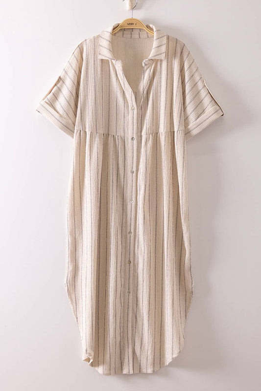 Striped Linen Button Down Dress, Feathered Farmhouse