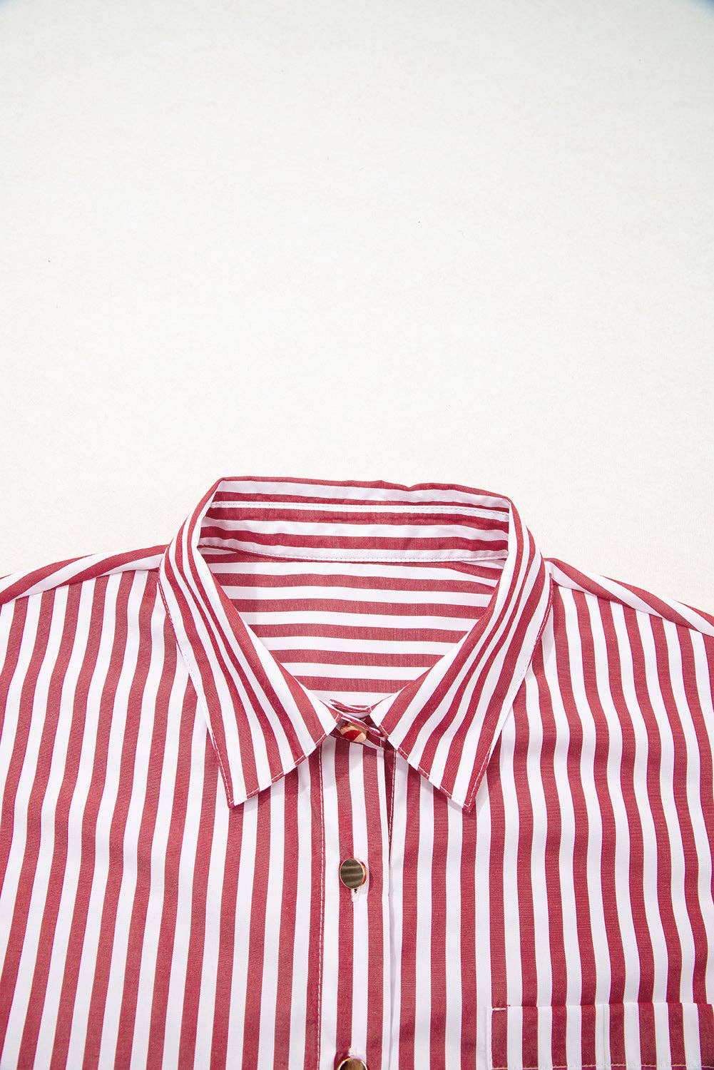 Red Stripe Patched Pocket Shirt, Feathered Farmhouse