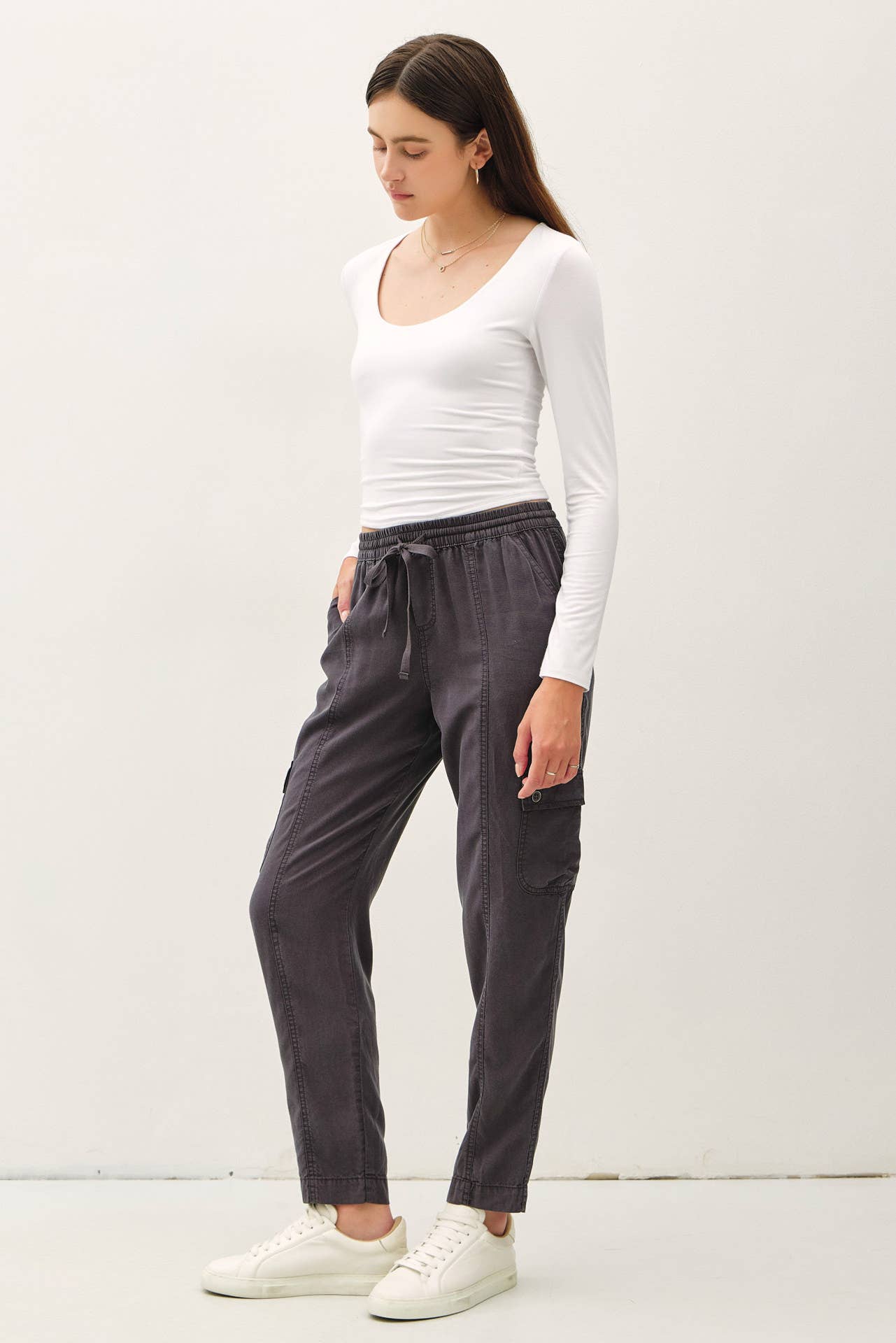 Ryder Tencel Cargo Jogger Pants, Feathered Farmhouse