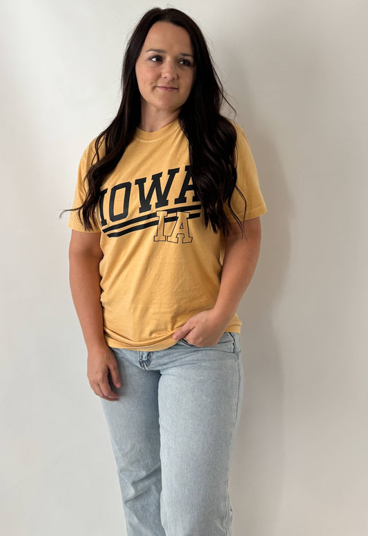 Gold Iowa Tee, Feathered Farmhouse