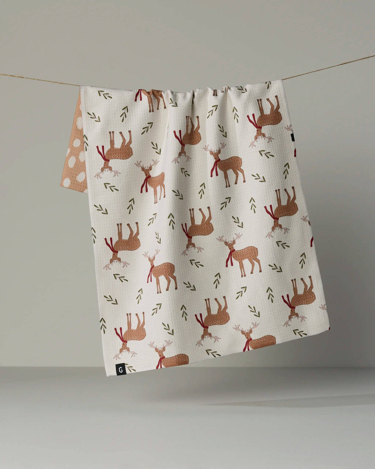 Winter Reindeer Luxe Kitchen Towel, Feathered Farmhouse