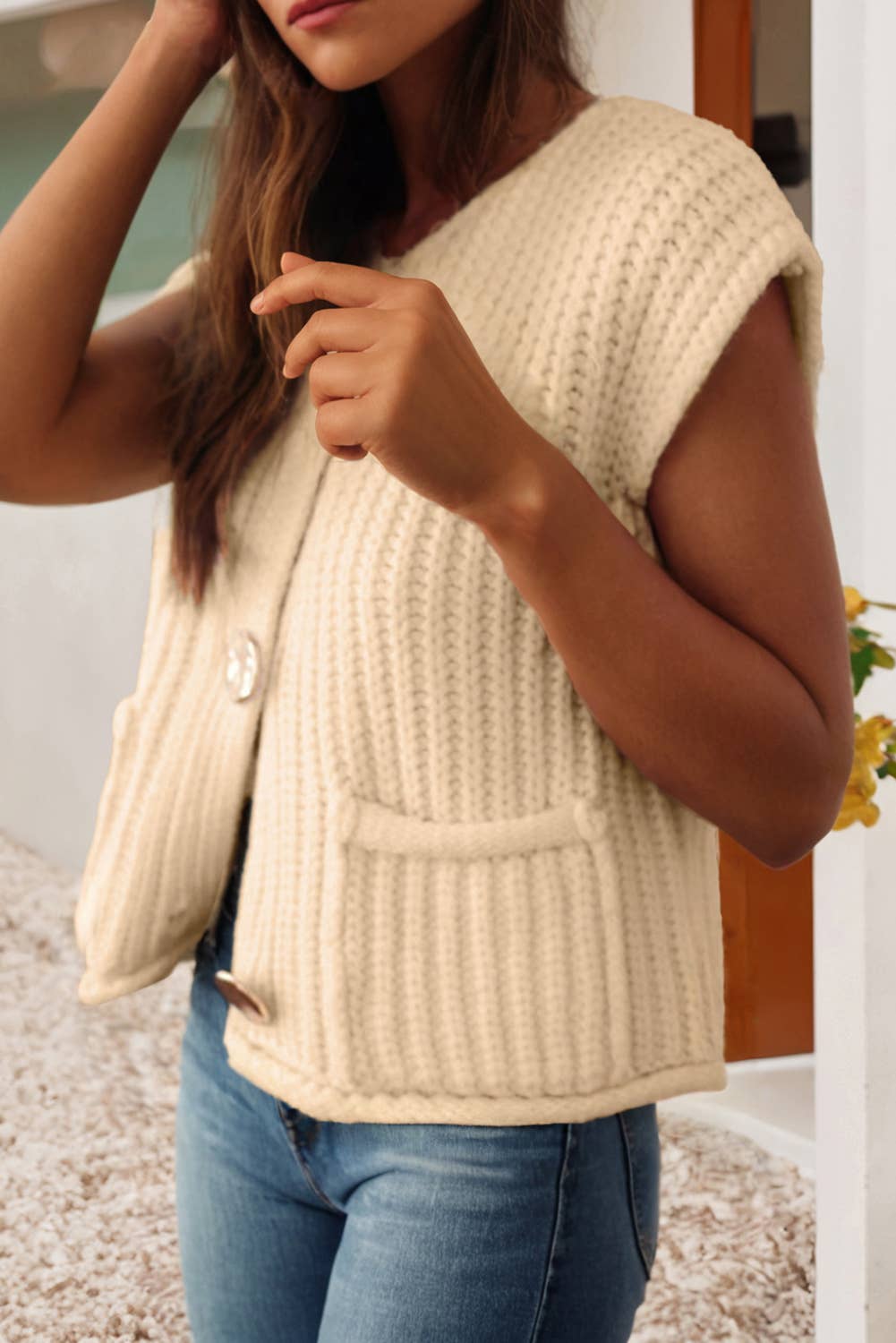 Solid Textured Knit Sweater Vest, The Feathered Farmhouse