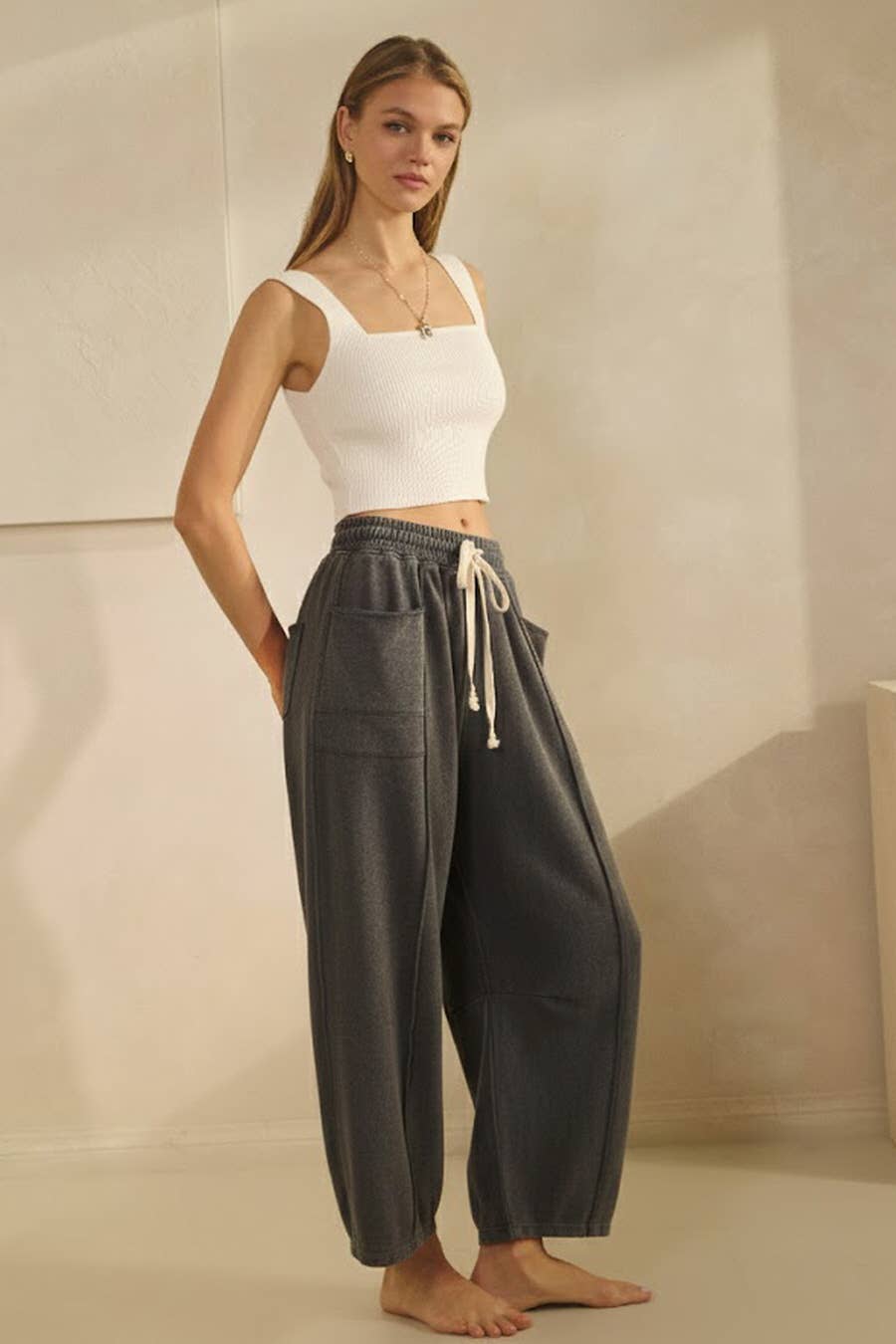 Washed French Terry Pants, Feathered Farmhouse