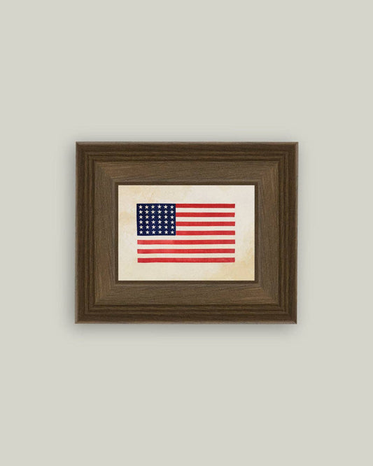 Thirty-Six Star Flag Framed Antique Art, Feathered Farmhouse