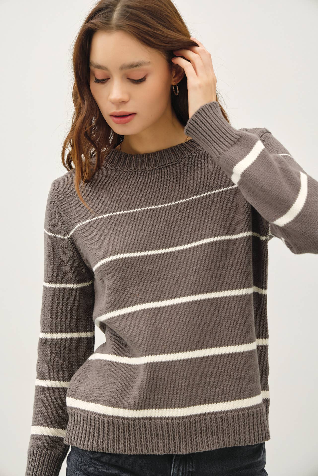 Gradient Width Stripe Sweater, Feathered Farmhouse