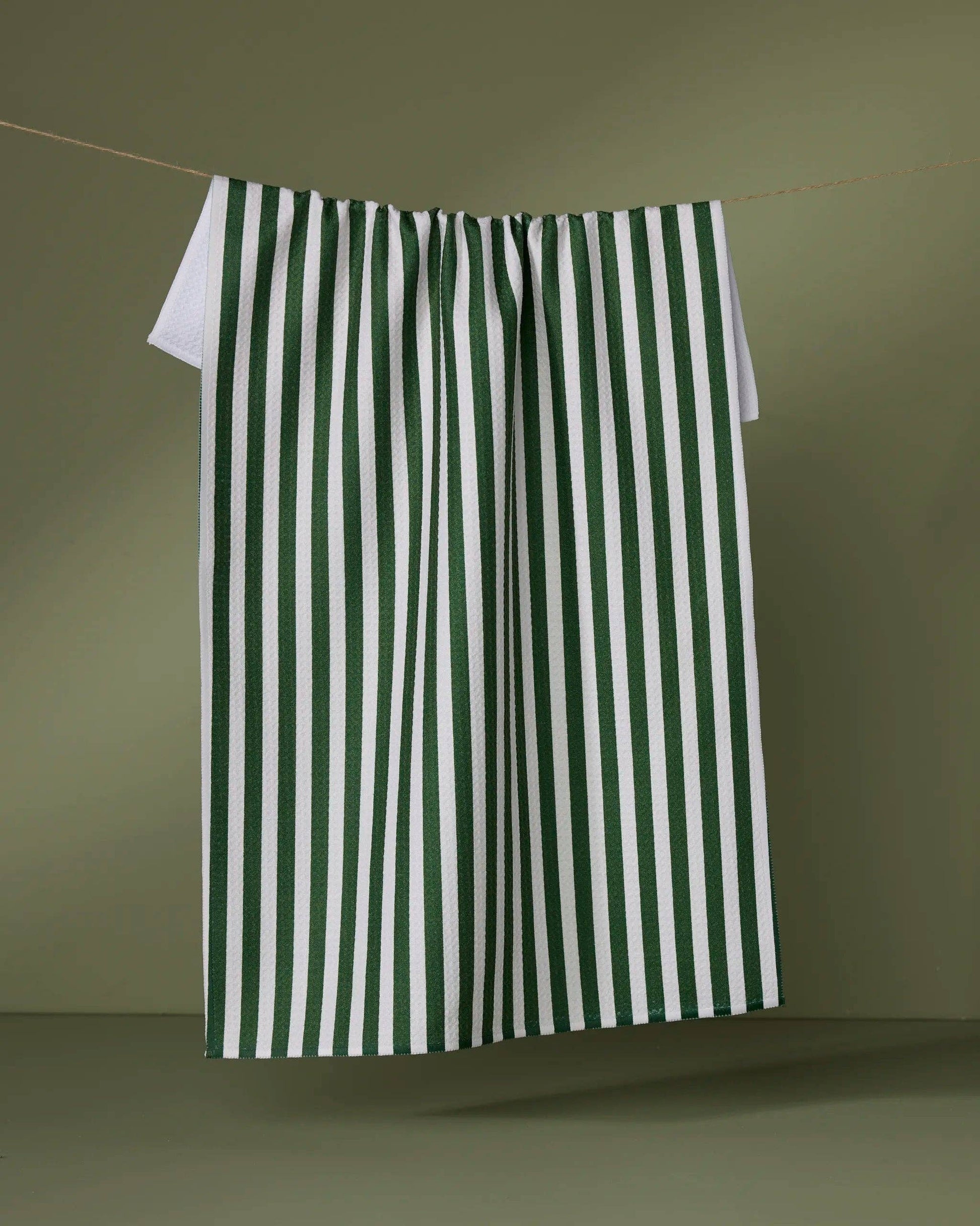 Ribbon Green Tea Towel, Feathered Farmhouse