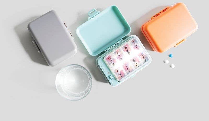 Wellness Keeper Light Up Pill and Vitamin Case, Feathered Farmhouse