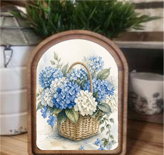 Blue Hydrangeas Framed Arch, Feathered Farmhouse