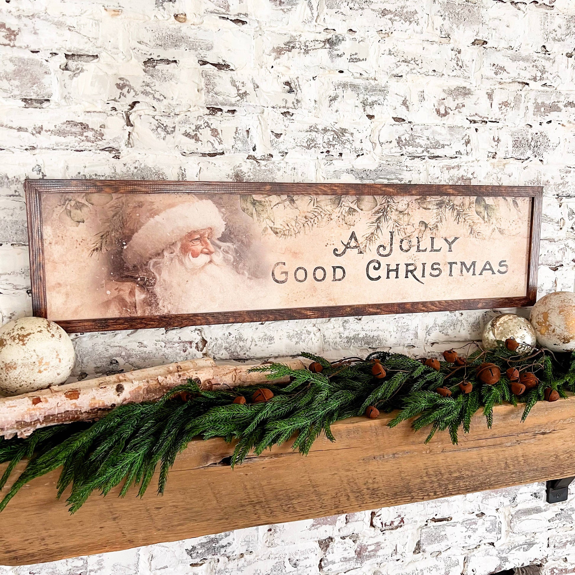A Jolly Good Christmas Wood Sign, Feathered Farmhouse