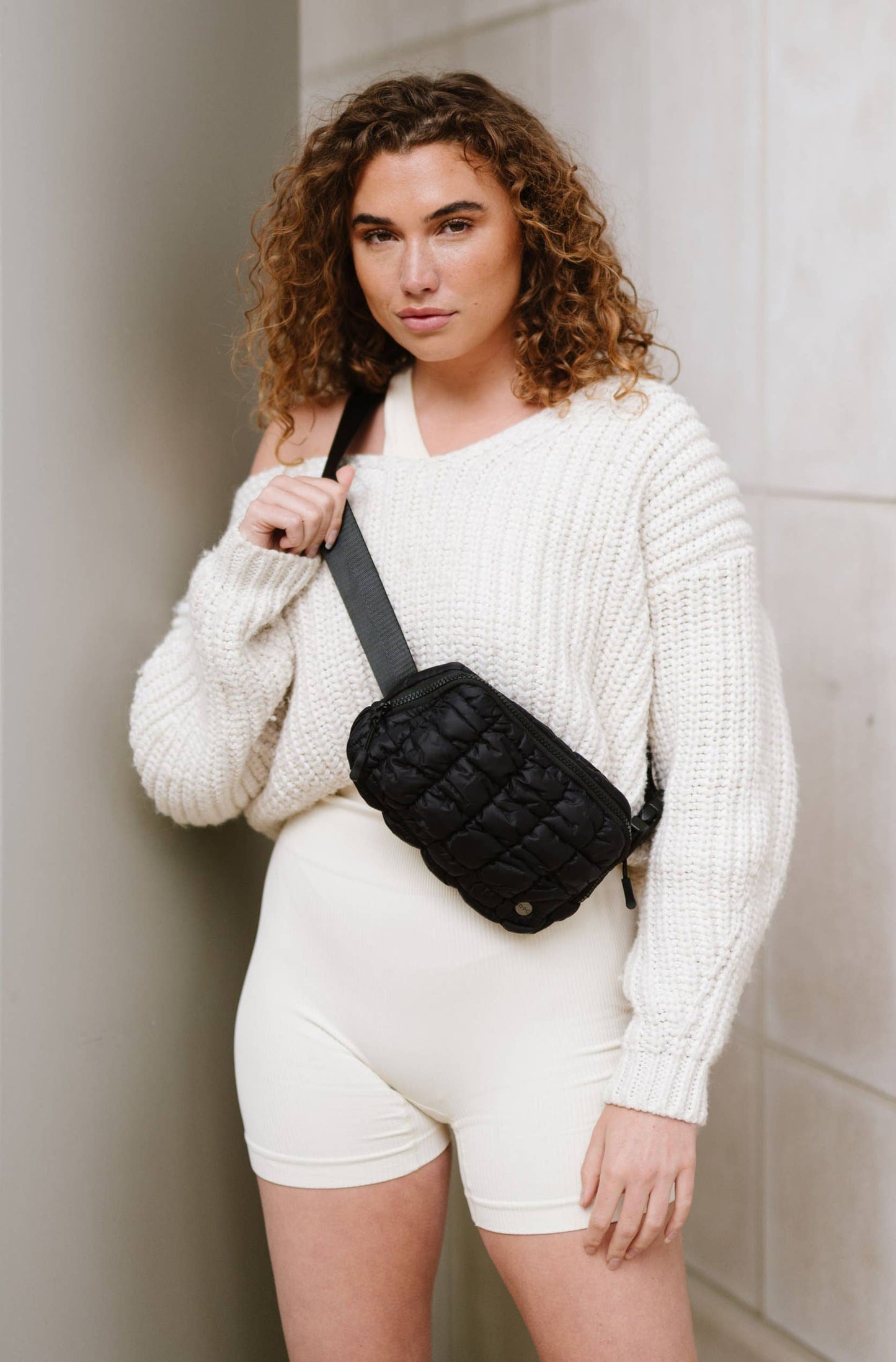 Puffer Crossbody Fanny Belt Bag, Feathered Farmhouse