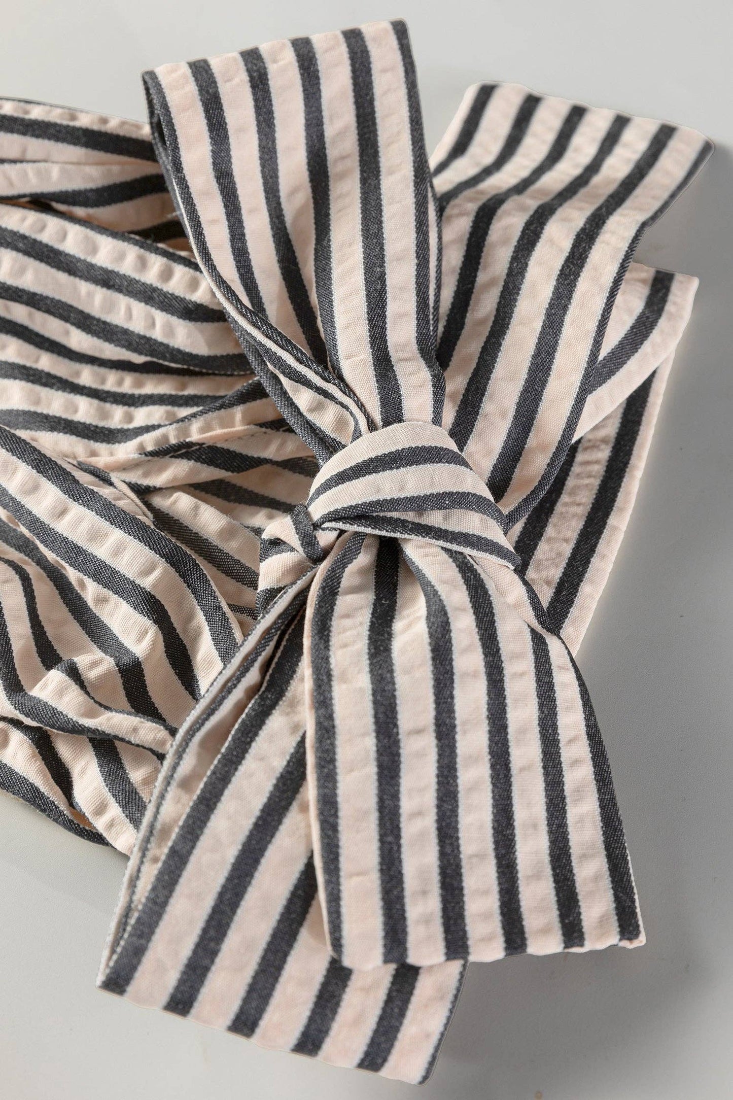 Stripe Tied Cuff 3/4 Sleeve V-Neck Blouse, Feathered Farmhouse