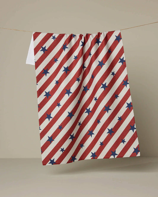 Patriotic Stripe Tea Towel, Feathered Farmhouse