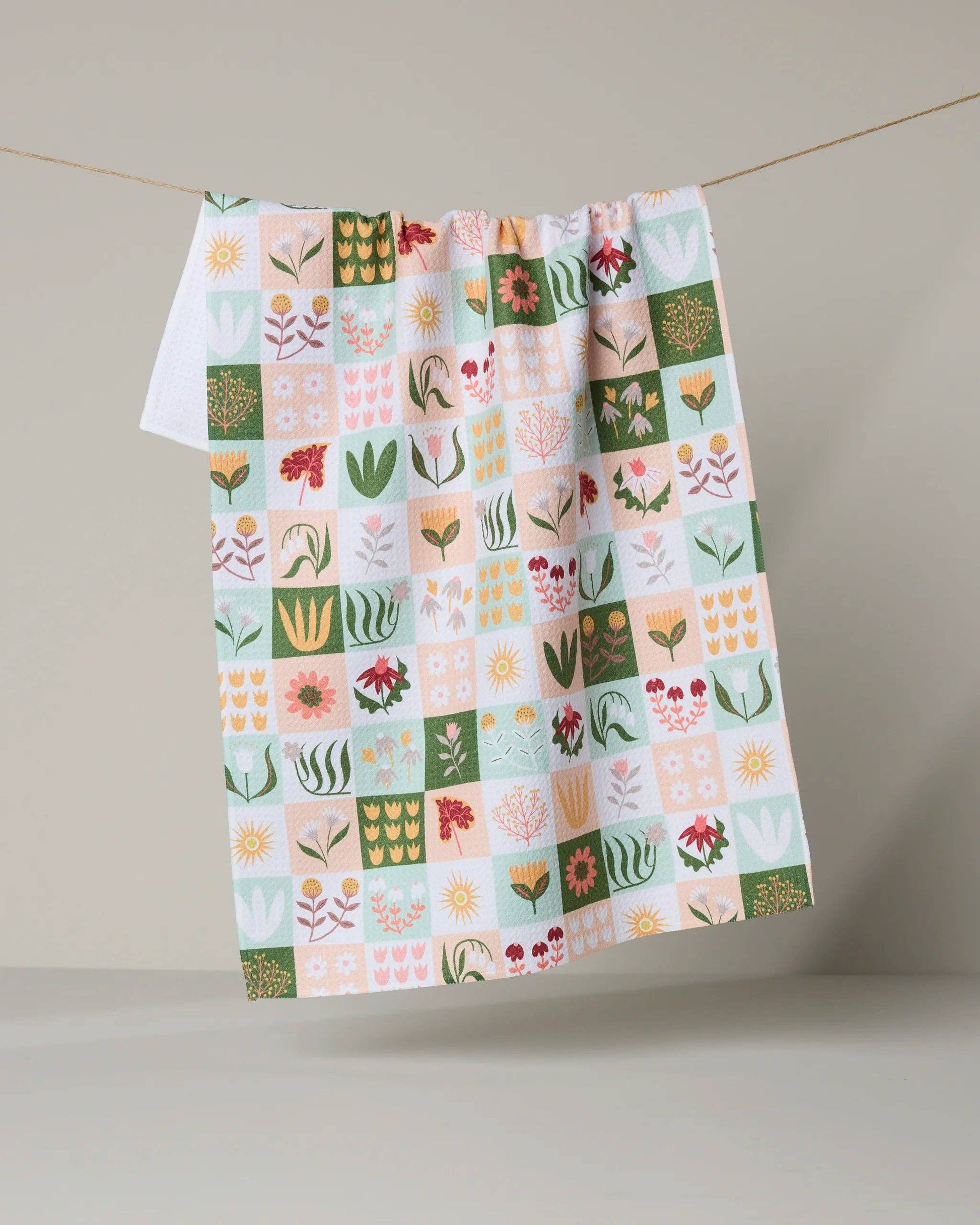 Patchwork Garden Tea Towel, Feathered Farmhouse