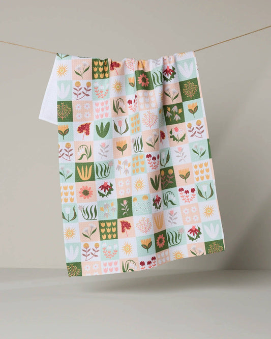 Patchwork Garden Tea Towel, Feathered Farmhouse