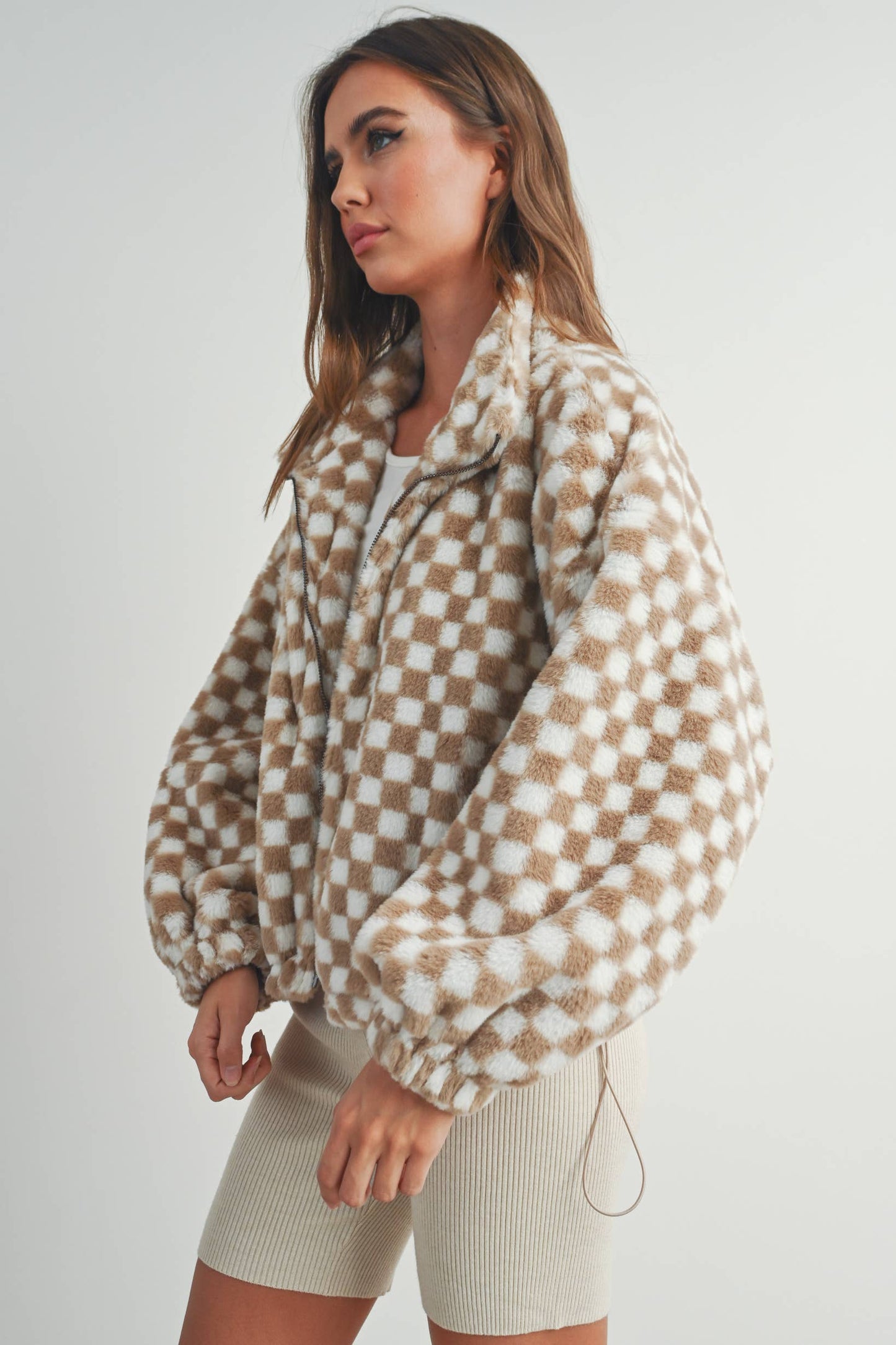 Checker Teddy Jacket, The Feathered Farmhouse