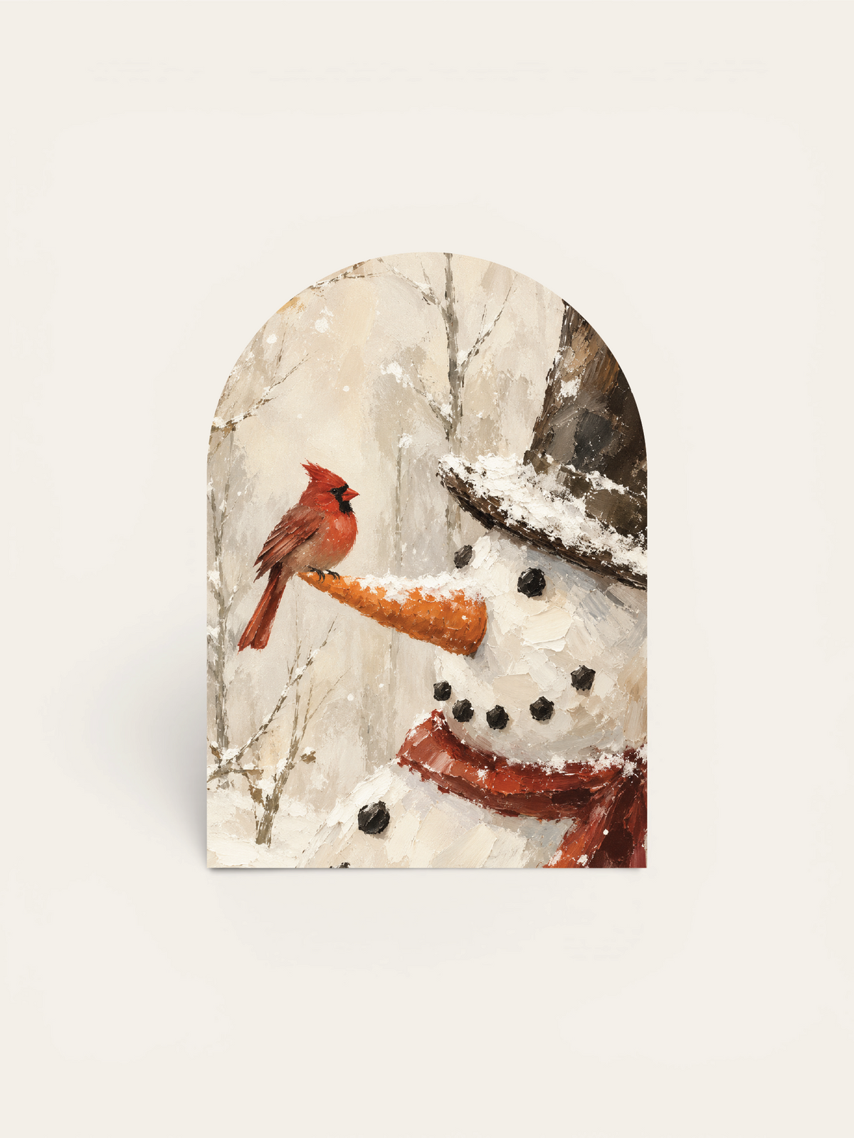 Cardinal on Snowman Nose Arch, Feathered Farmhouse