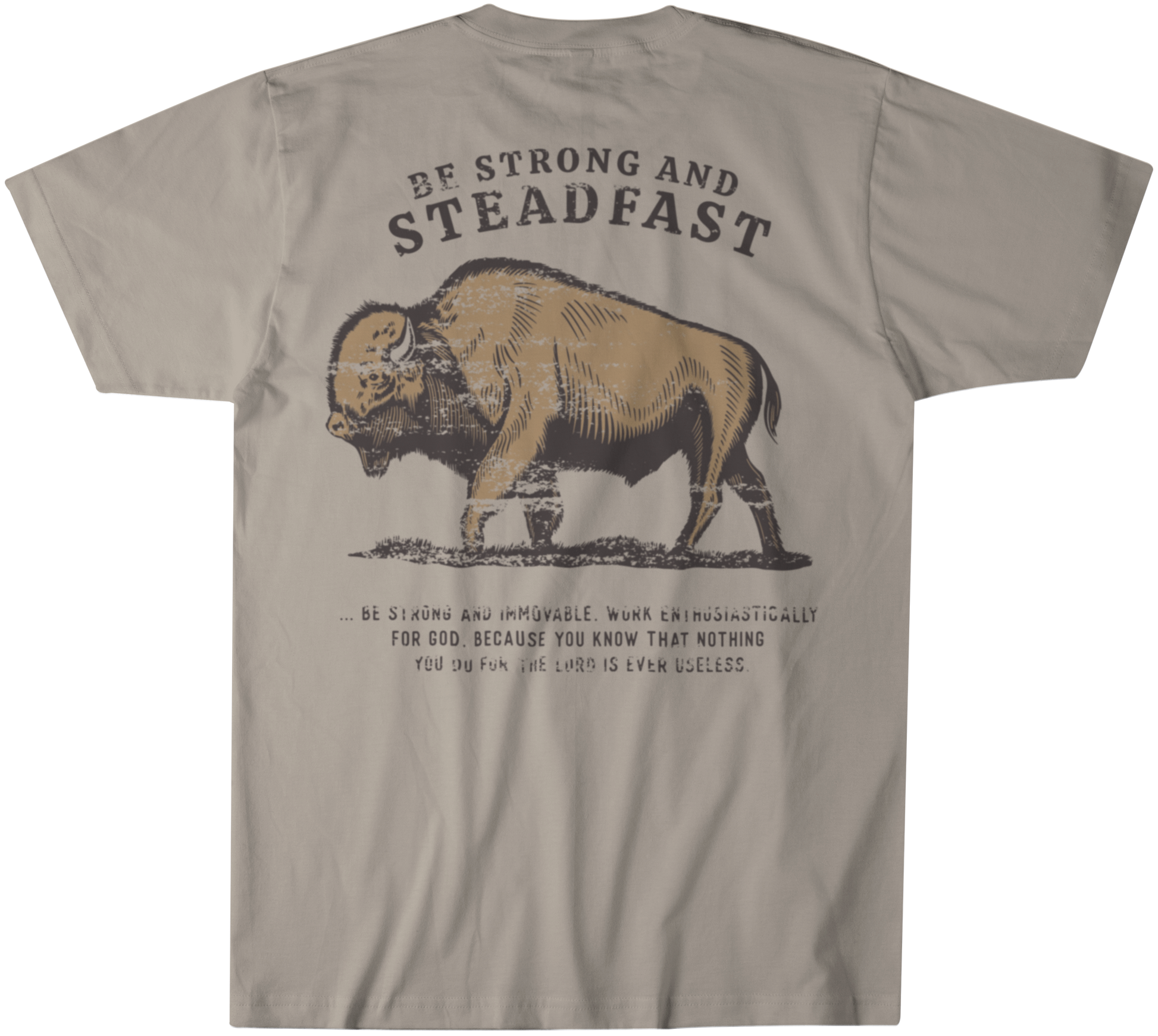 Be Strong and Steadfast Buffalo Christian Graphic Tee, Feathered Farmhouse