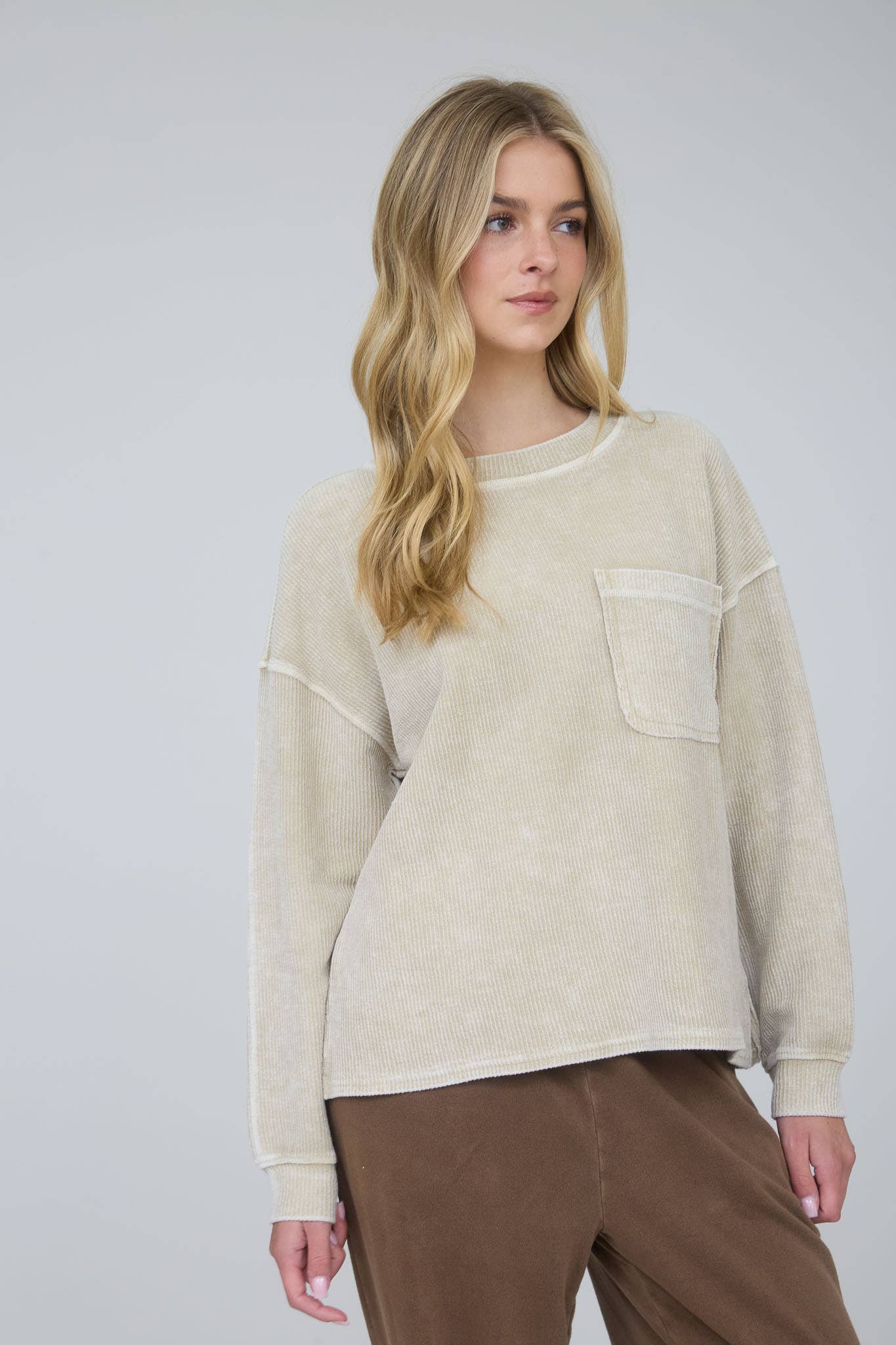 Pocket Rib Knit Top, Feathered Farmhouse