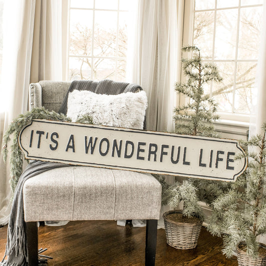 It's a Wonderful Life Sign, Feathered Farmhouse