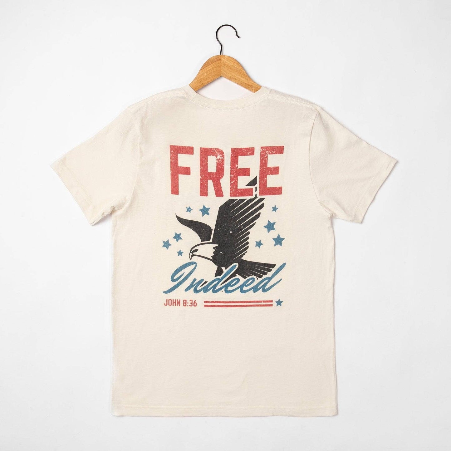 Patriotic 'God Bless America' Ivory Graphic Tee, Feathered Farmhouse