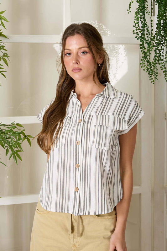 Laura Stripe Shirt, Feathered Farmhouse