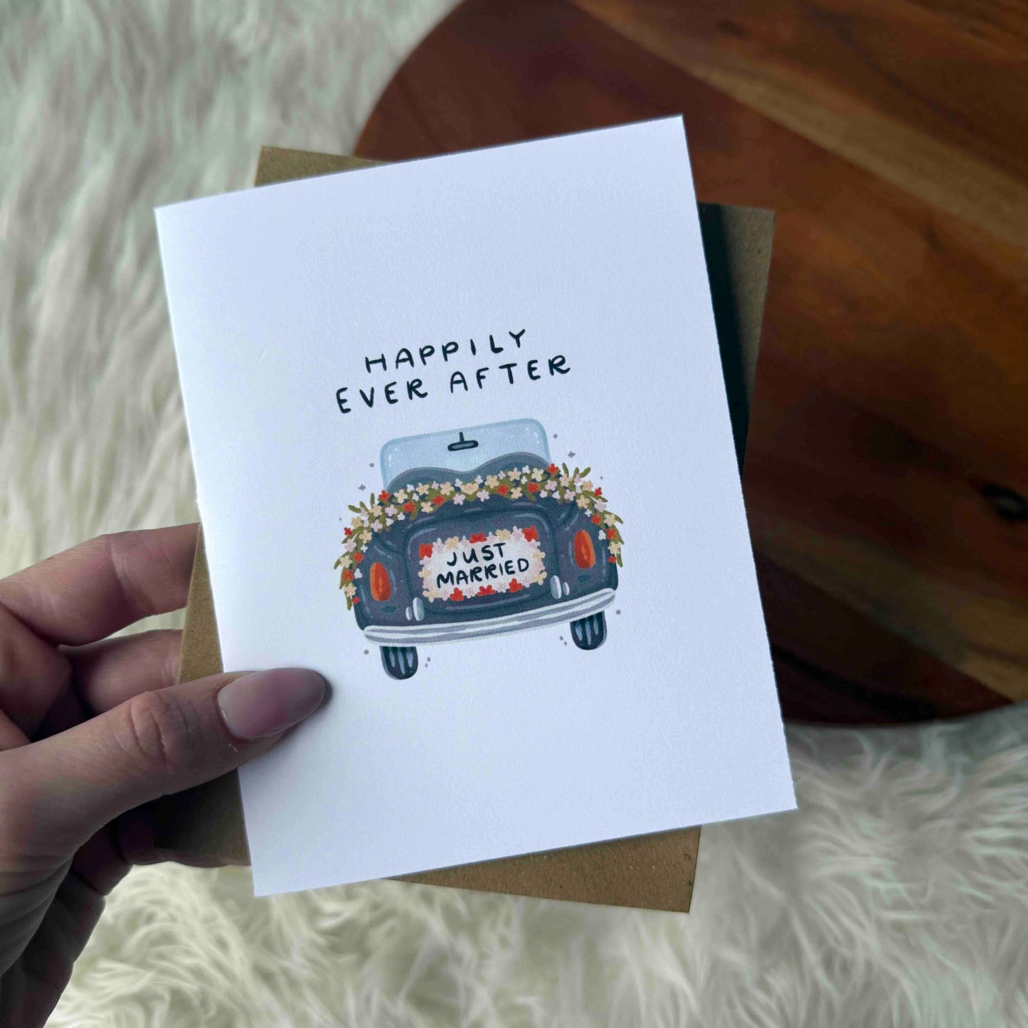 Happily Ever After Wedding Card, Feathered Farmhouse
