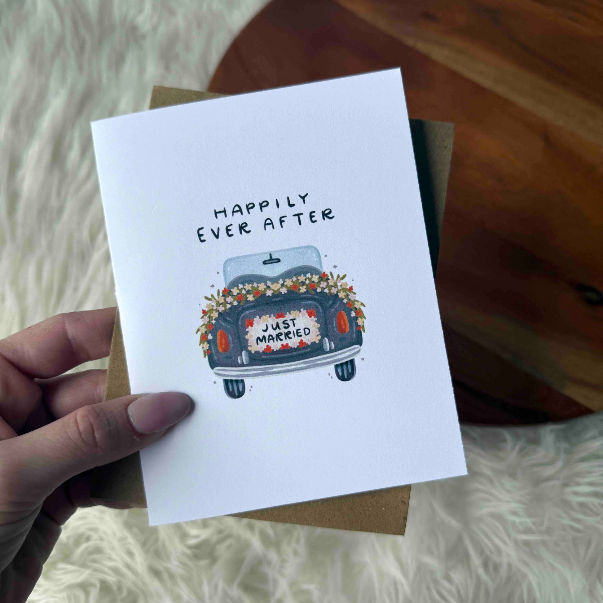 Happily Ever After Wedding Card, Feathered Farmhouse