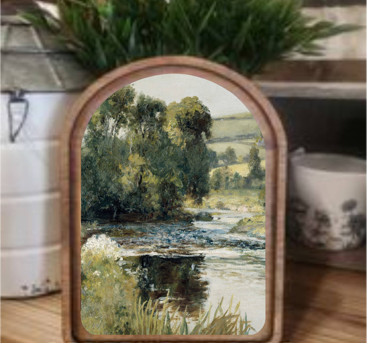 Green River Framed Art Arch Top, Feathered Farmhouse