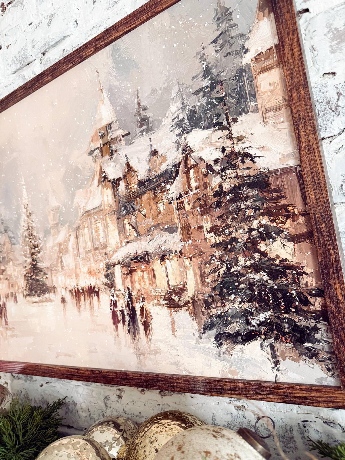 Christmas Village Print Wood Sign, The Feathered Farmhouse