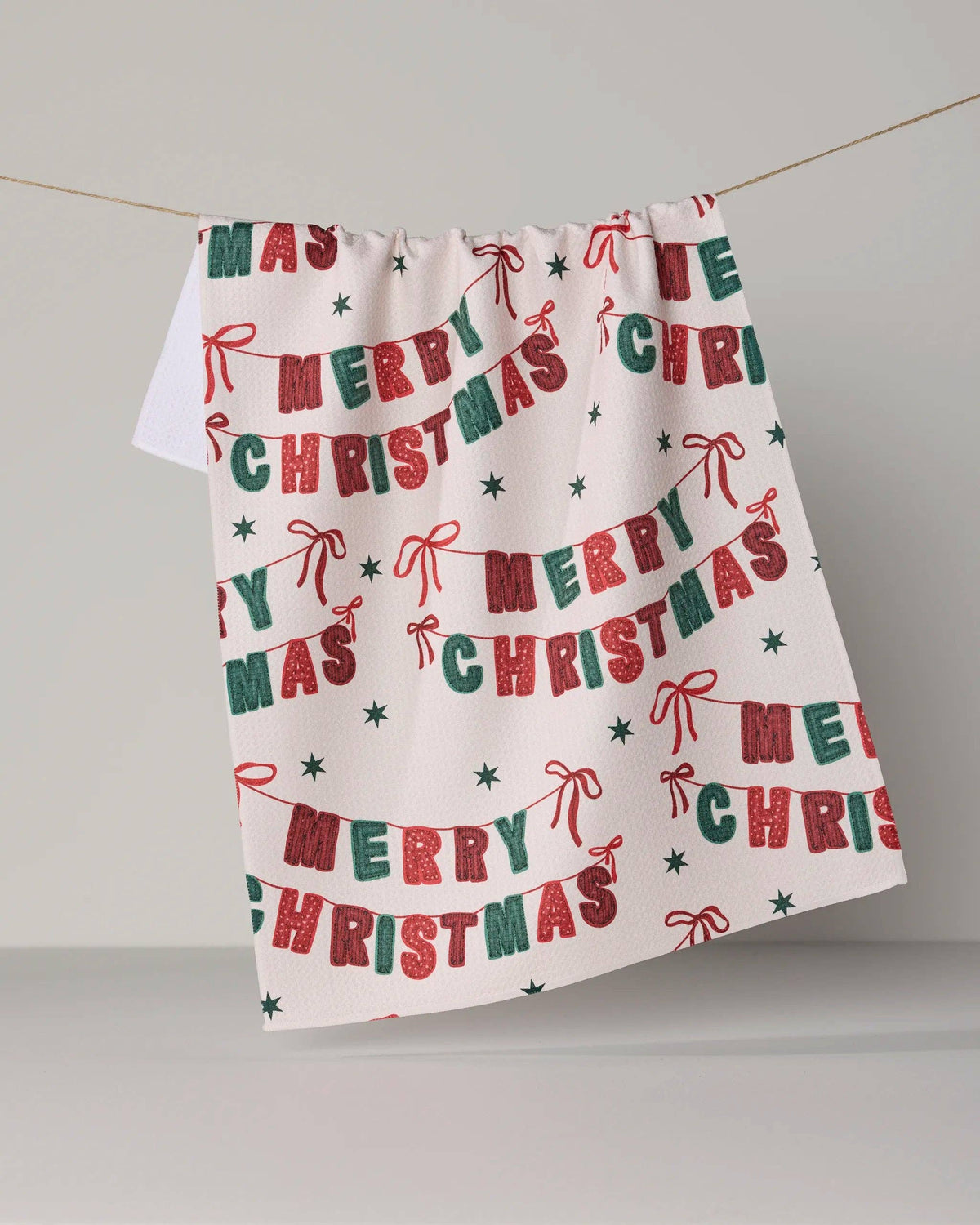 Christmas Banner Tea Towel, Feathered Farmhouse