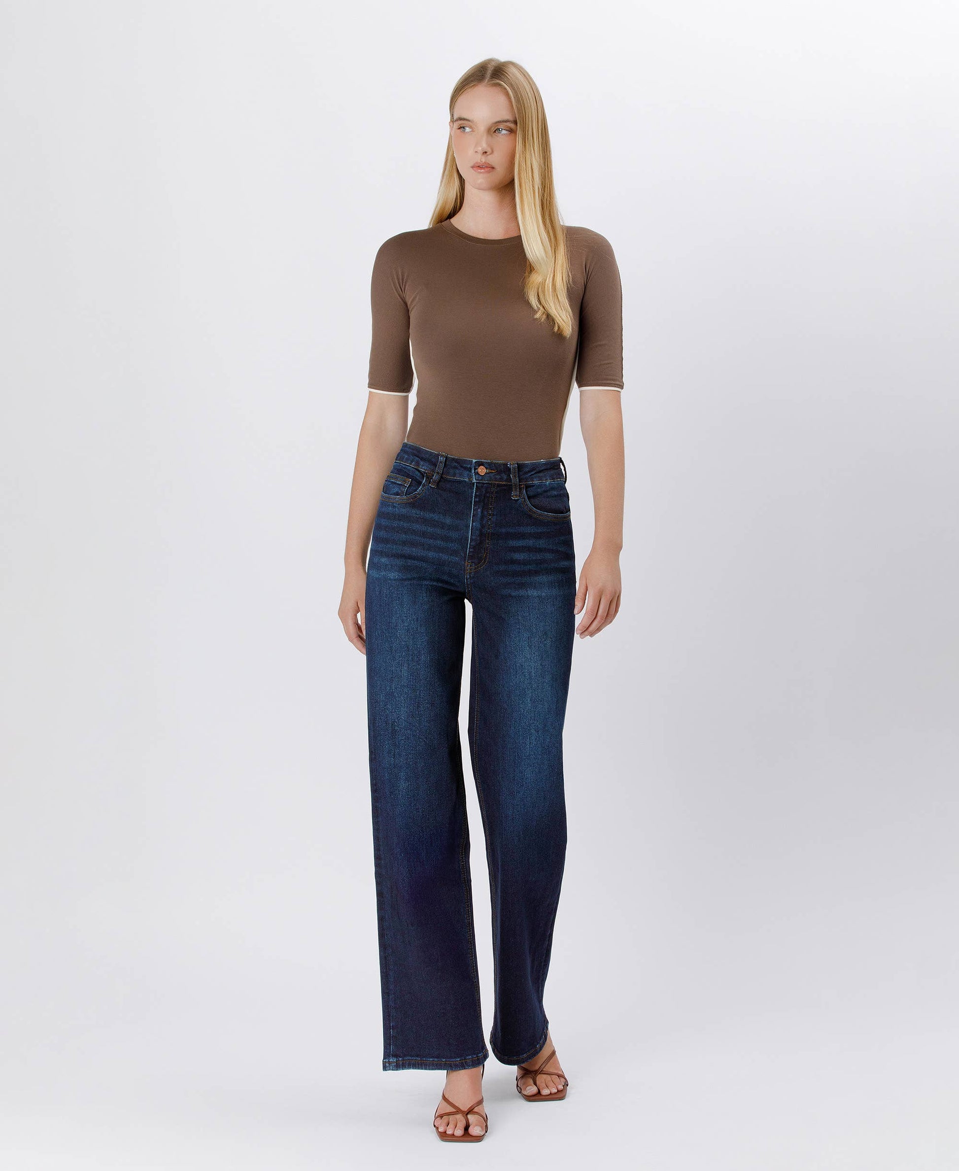 90's Vintage Super High Rise Dark Wash Loose Jeans, Feathered Farmhouse