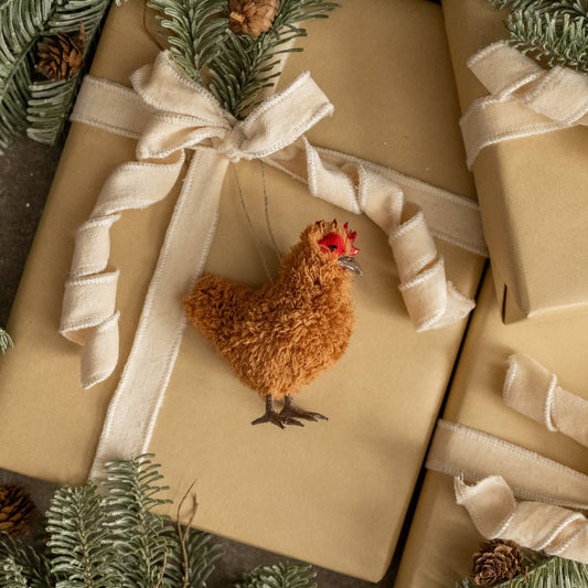 Brown Hen Ornament, Feathered Farmhouse