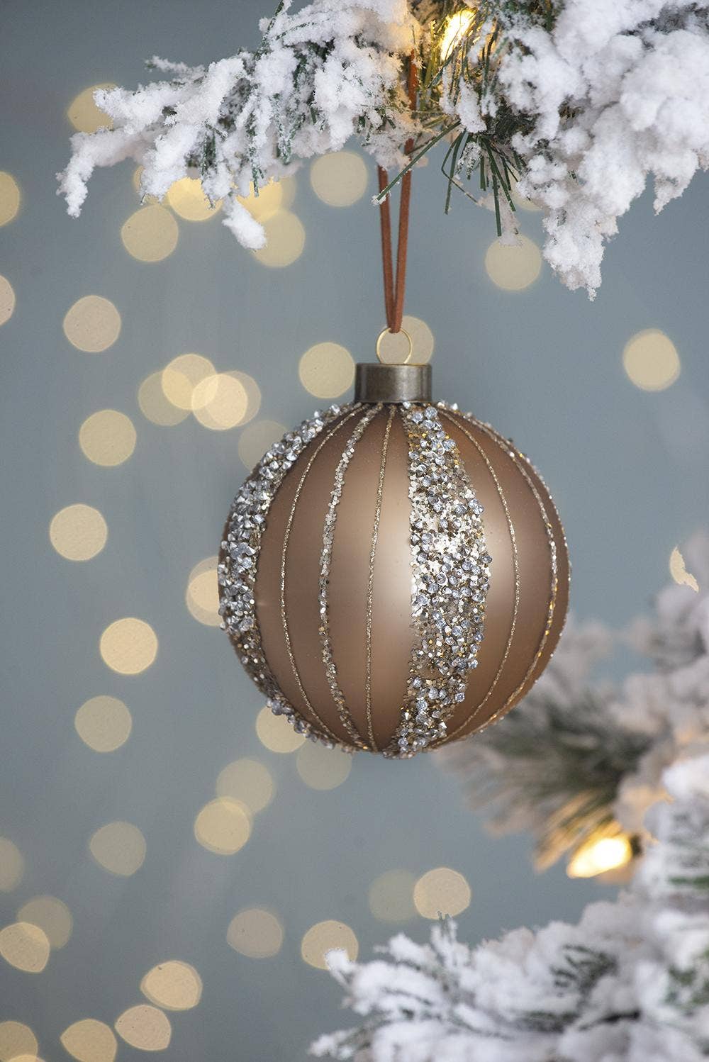 Champagne + Silver Glass Ball Ornament, The Feathered Farmhouse
