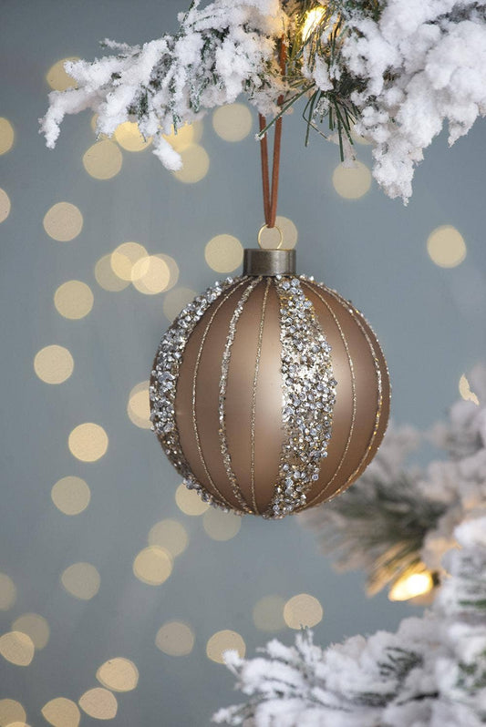 Champagne + Silver Glass Ball Ornament, The Feathered Farmhouse