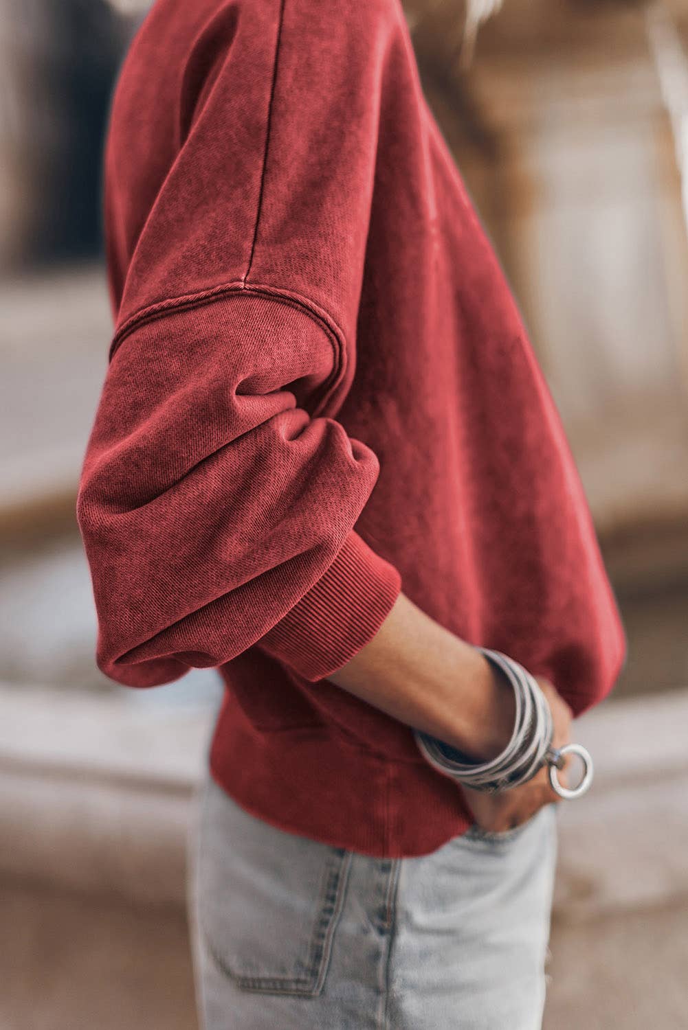 Nicole Red Pullover Sweatshirt, Feathered Farmhouse