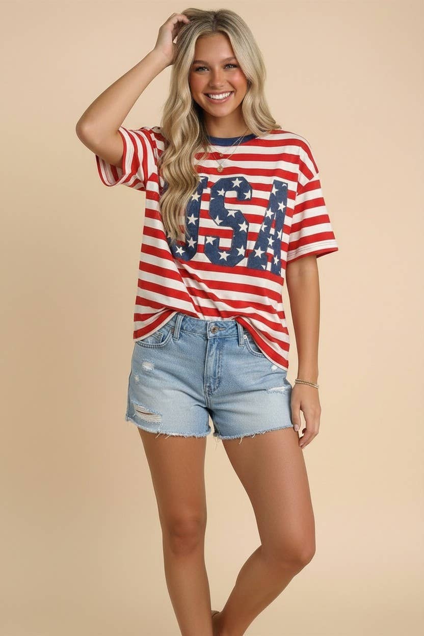 USA Stripe Tee, Feathered Farmhouse