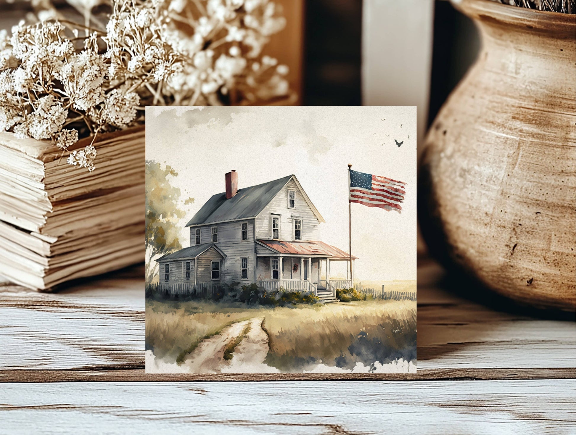 Farmhouse Flag Insert, Feathered Farmhouse