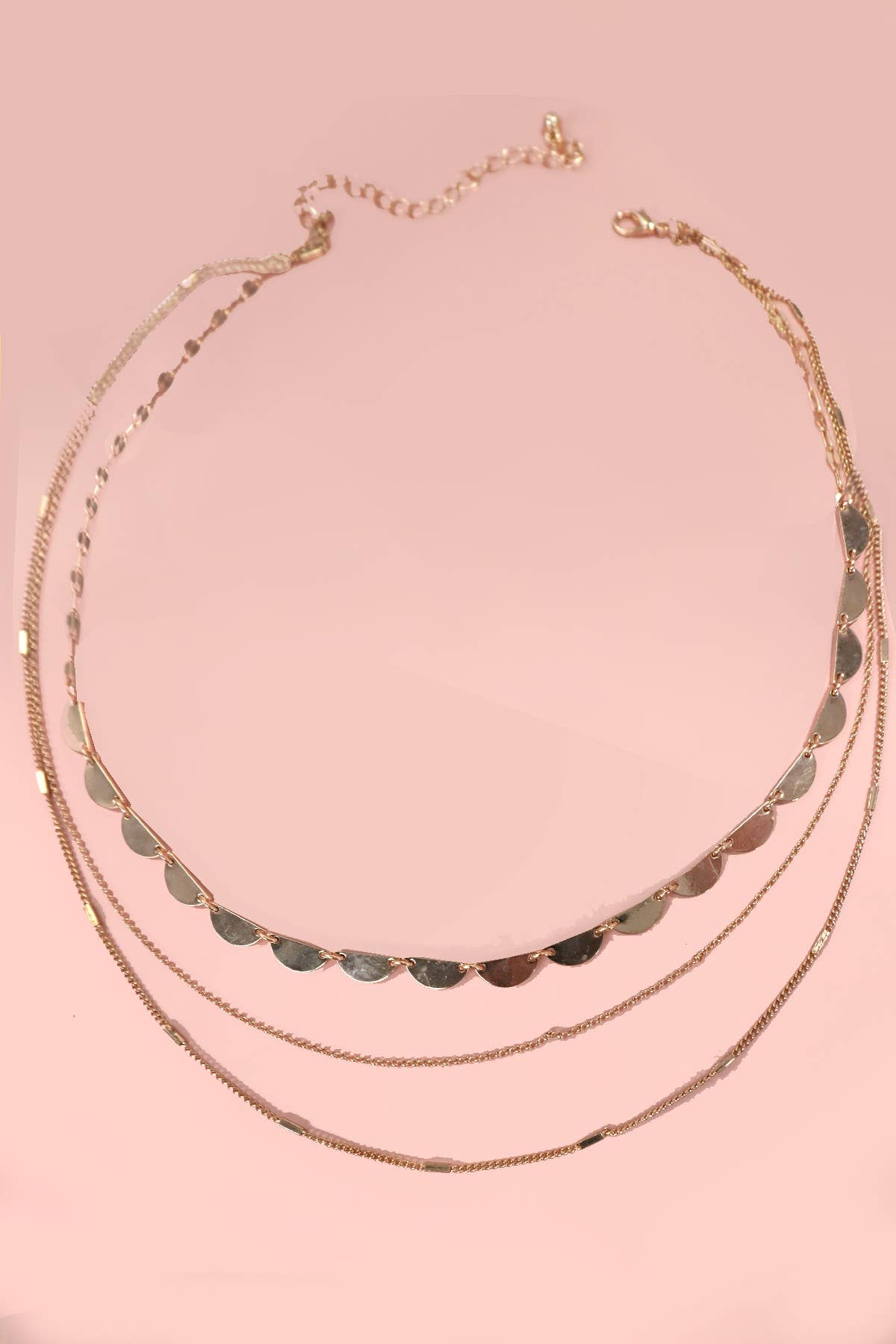 Triple Layer Bib Chain Necklace, Feathered Farmhouse