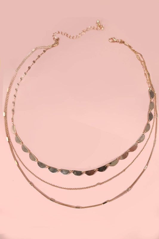 Triple Layer Bib Chain Necklace, Feathered Farmhouse