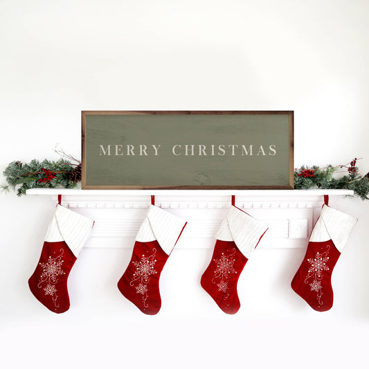 Merry Christmas Sign, Feathered Farmhouse