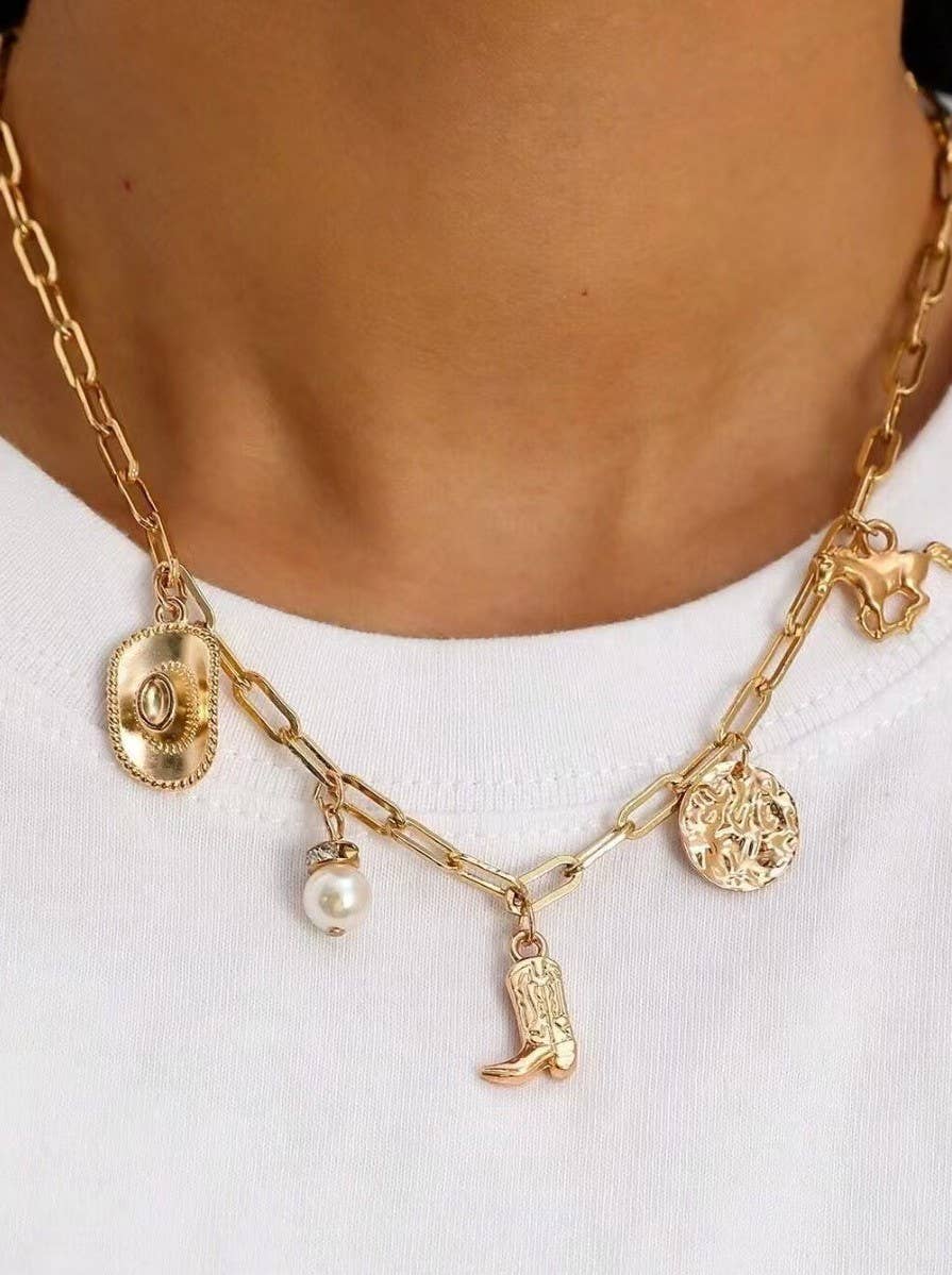 Western Charm Necklace, Feathered Farmhouse