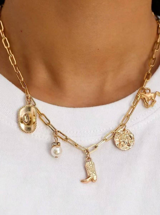 Western Charm Necklace, Feathered Farmhouse