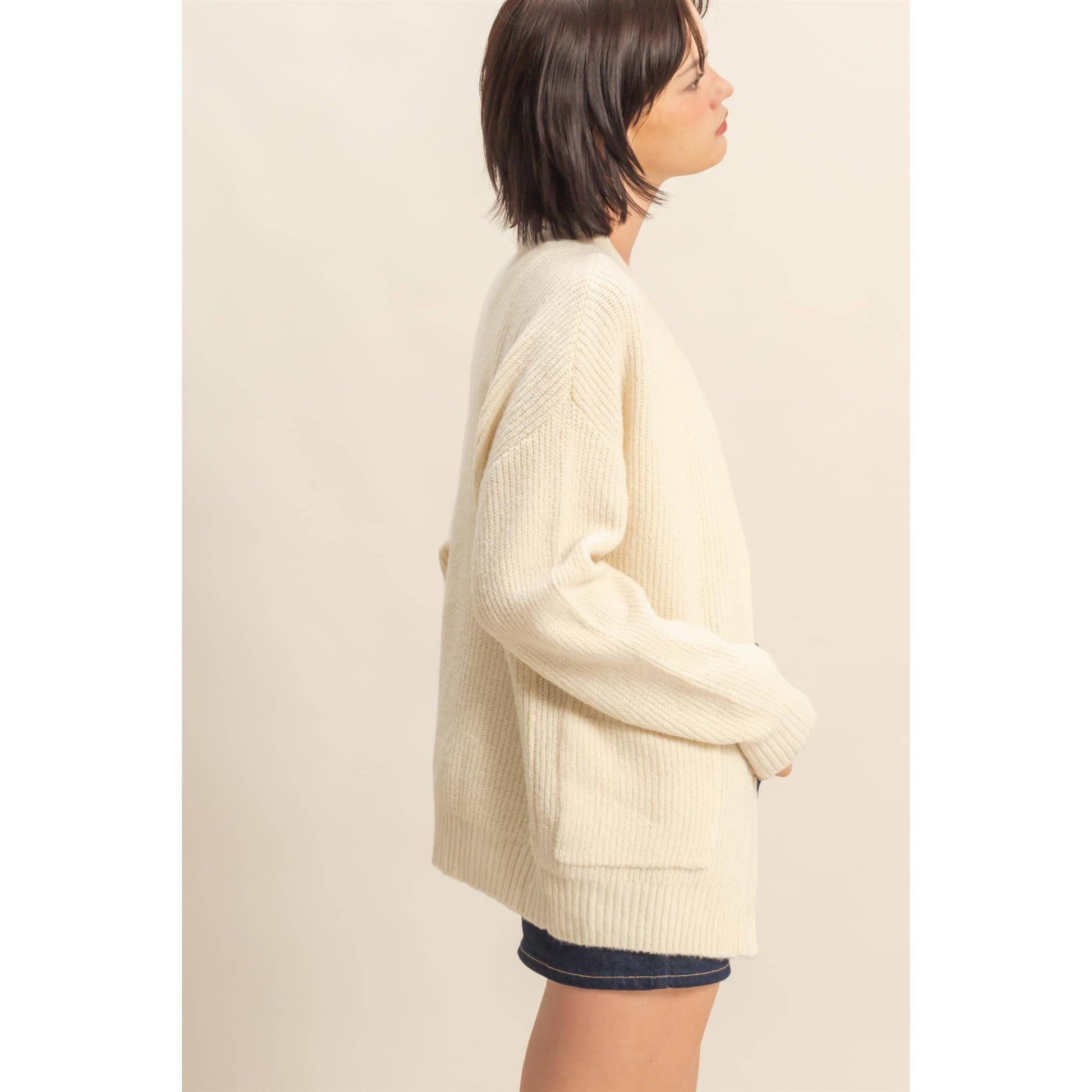 Cardigan Sweater with Front Pockets, Feathered Farmhouse